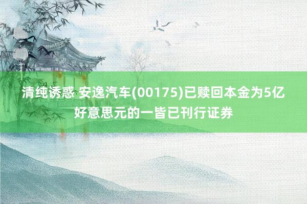 清纯诱惑 安逸汽车(00175)已赎回本金为5亿好意思元的一皆已刊行证券