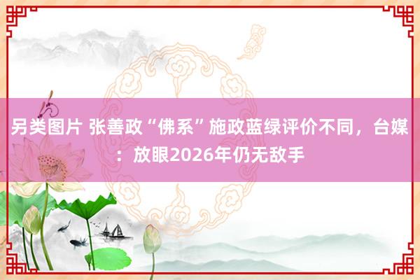 另类图片 张善政“佛系”施政蓝绿评价不同，台媒：放眼2026年仍无敌手