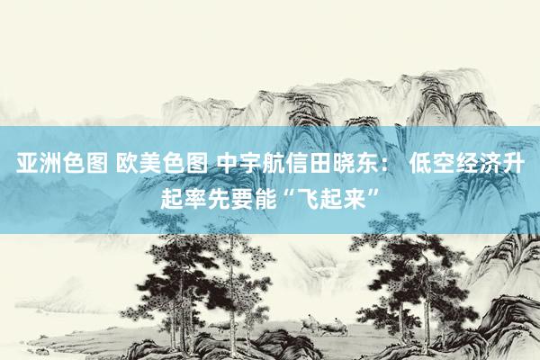 亚洲色图 欧美色图 中宇航信田晓东： 低空经济升起率先要能“飞起来”