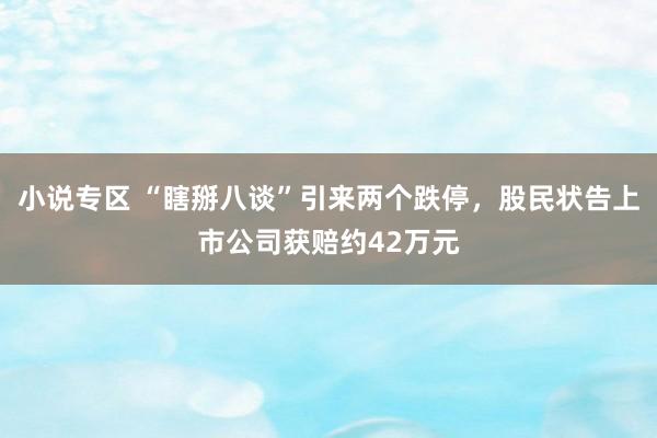 小说专区 “瞎掰八谈”引来两个跌停，股民状告上市公司获赔约42万元