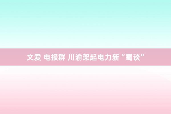 文爱 电报群 川渝架起电力新“蜀谈”