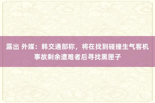 露出 外媒：韩交通部称，将在找到碰撞生气客机事故剩余遭难者后寻找黑匣子