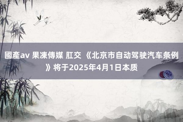 國產av 果凍傳媒 肛交 《北京市自动驾驶汽车条例》将于2025年4月1日本质