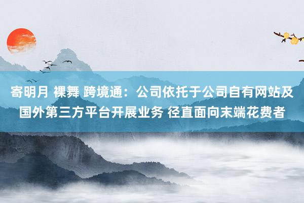 寄明月 裸舞 跨境通：公司依托于公司自有网站及国外第三方平台开展业务 径直面向末端花费者