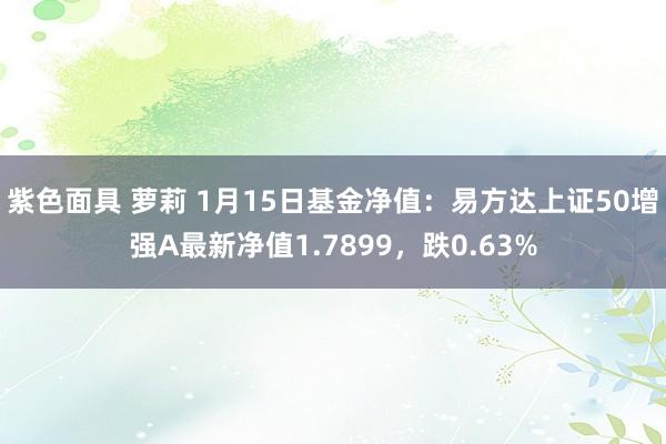 紫色面具 萝莉 1月15日基金净值：易方达上证50增强A最新净值1.7899，跌0.63%