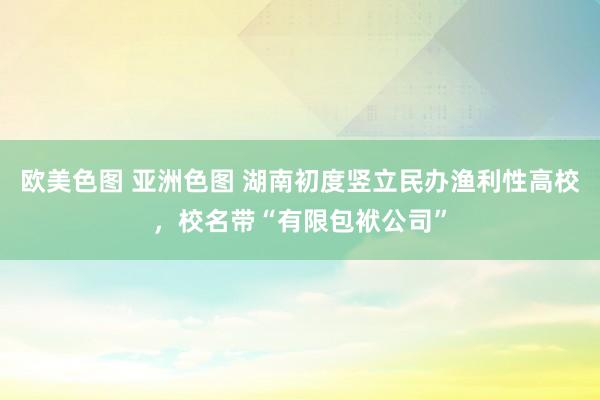 欧美色图 亚洲色图 湖南初度竖立民办渔利性高校，校名带“有限包袱公司”
