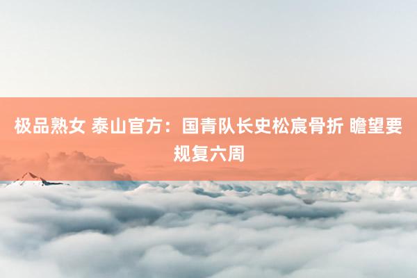极品熟女 泰山官方：国青队长史松宸骨折 瞻望要规复六周