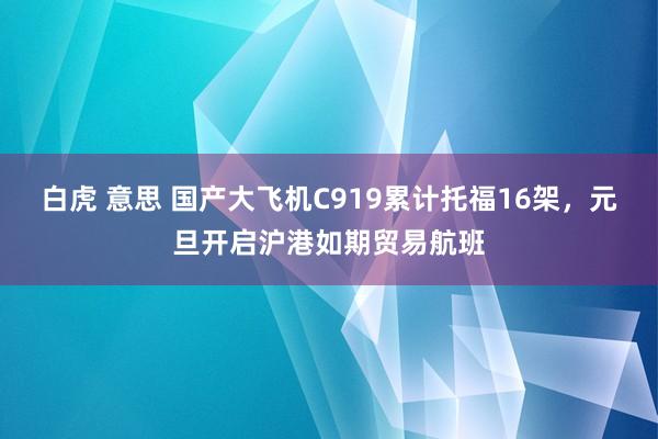 白虎 意思 国产大飞机C919累计托福16架，元旦开启沪港如期贸易航班