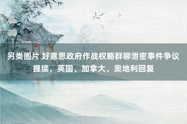 另类图片 好意思政府作战权略群聊泄密事件争议握续，英国、加拿大、奥地利回复