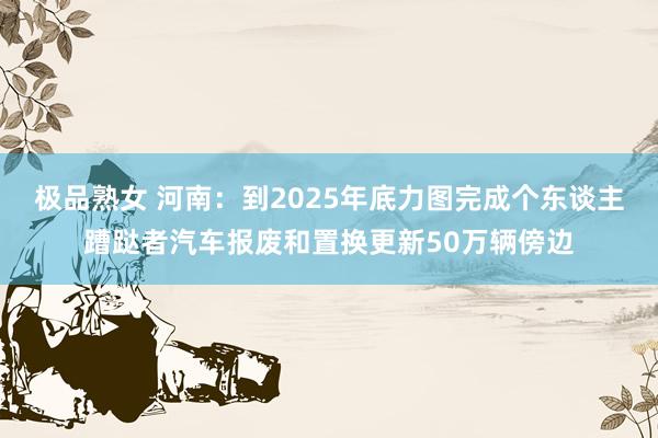 极品熟女 河南:到2025年底力图完成个东谈主蹧跶者汽车报废和置换更新50万辆傍边