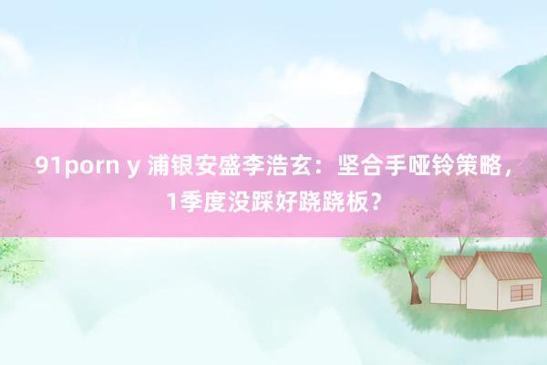 91porn y 浦银安盛李浩玄：坚合手哑铃策略，1季度没踩好跷跷板？