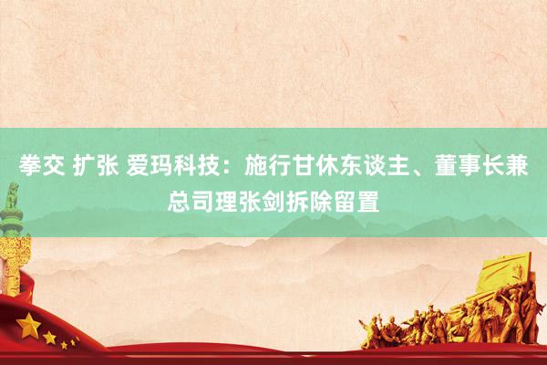 拳交 扩张 爱玛科技：施行甘休东谈主、董事长兼总司理张剑拆除留置