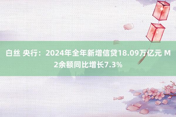 白丝 央行：2024年全年新增信贷18.09万亿元 M2余额同比增长7.3%