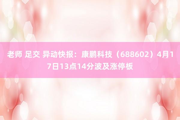 老师 足交 异动快报：康鹏科技（688602）4月17日13点14分波及涨停板
