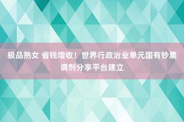 极品熟女 省钱增收！世界行政治业单元国有钞票调剂分享平台建立