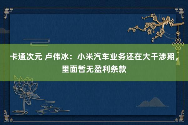 卡通次元 卢伟冰：小米汽车业务还在大干涉期，里面暂无盈利条款