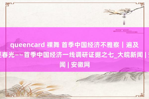 queencard 裸舞 首季中国经济不雅察｜遍及沃野逐春光——首季中国经济一线调研证据之七_大皖新闻 | 安徽网